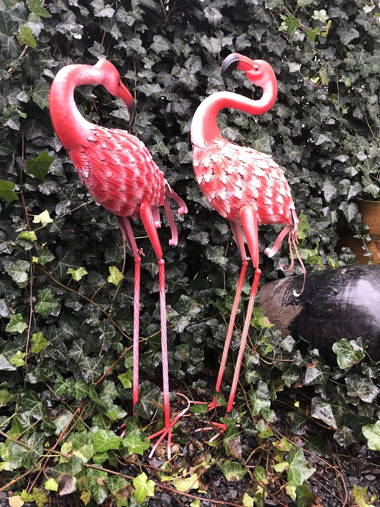 Prachtige grote forse metalen flamingo, echt een fascinerend... HANDGEMAAKT.EU