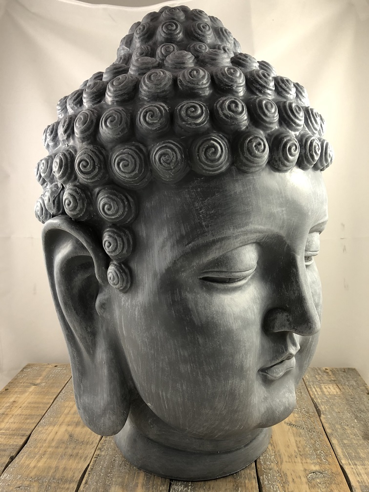 Boeddha-hoofd, polystein-beton-grijs!! - HANDGEMAAKT.EU