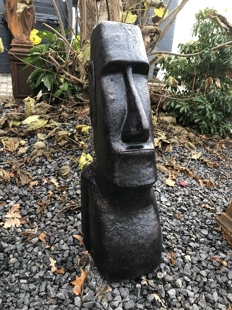 MOAI XXL, groot stenen beeld, van de paaseilanden, bruin - HANDGEMAAKT.EU