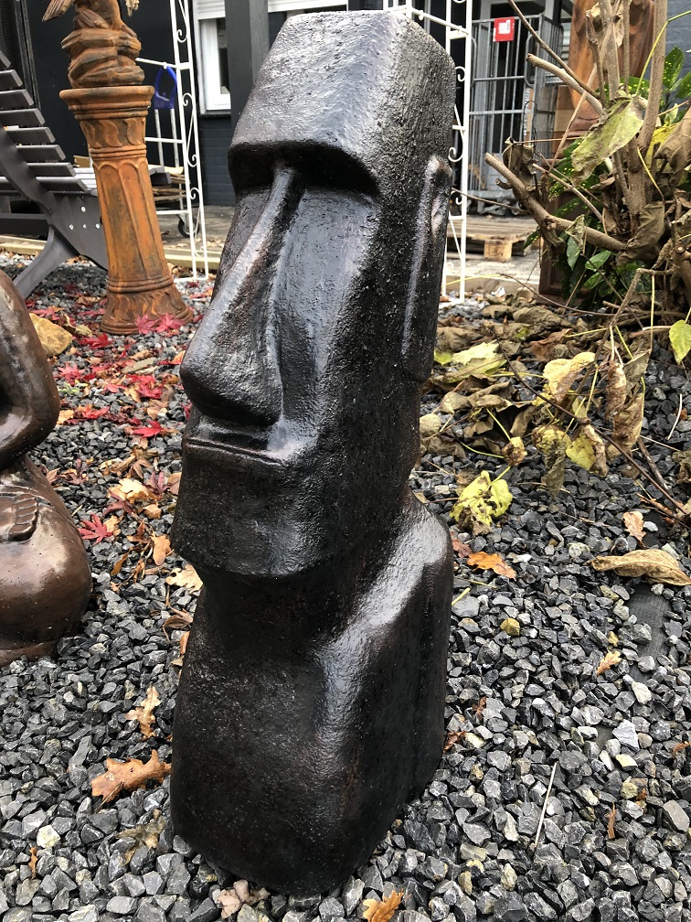 MOAI XXL, groot stenen beeld, van de paaseilanden, bruin - HANDGEMAAKT.EU