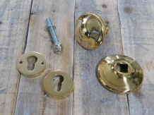 Vaste deurknop - gepolijst messing - met veiligheidsrozetten