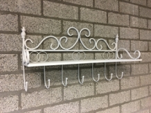 Layer coat rack, in wrought iron ivory white
