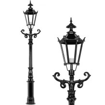 Buitenlamp, lantaarn Amsterdam met keramische fitting en glas, gegoten aluminium , 225 cm.