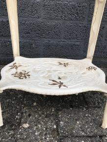 A cast iron table, white, art nouveau ''flower''