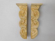 Set of 2 - Sturdy Wooden Wall Consoles - Hand-carved