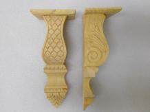 Set of 2 Wooden Wall Consoles - Hand-carved