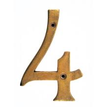 House number ‘4’, antique brass