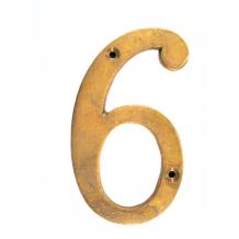 House number ‘6’, antique brass