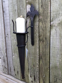 Castle torch as a candle holder, metal