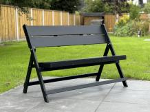 Garden bench black, wooden bench, collapsible