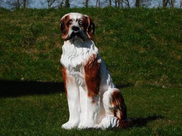 Beeld Hond - 76 cm -Polystone - Wit met Bruin