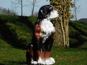 Beeld Hond - 76 cm -Polystone - Zwart, Wit met Bruin