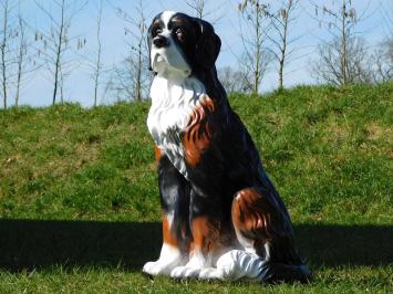 Beeld Hond - 76 cm -Polystone - Zwart, Wit met Bruin