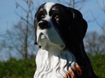 Beeld Hond - 76 cm -Polystone - Zwart, Wit met Bruin