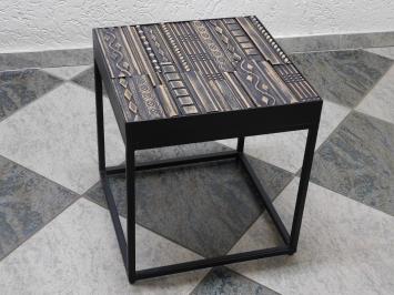 Malibu side table - 40 x 40 cm - Wood carving - Mango wood with Metal Frame