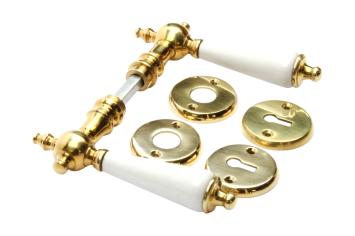 Brass door set, classic style, porcelain handle, room door hardware