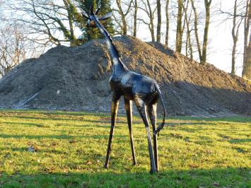 Handmade Giraffe - 155 cm - Black with Gold details - Metal