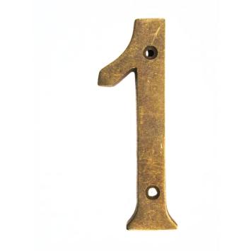 House number ‘1’, antique brass