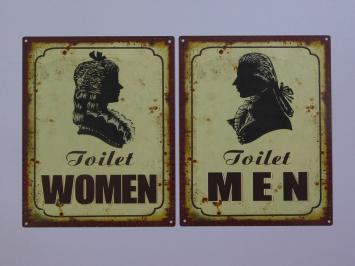 Set Toiletten-Türschilder - Männer & Frauen - Metall - Oldlook