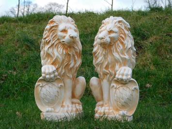 Set Lions with Shield - 52 cm - Polystone