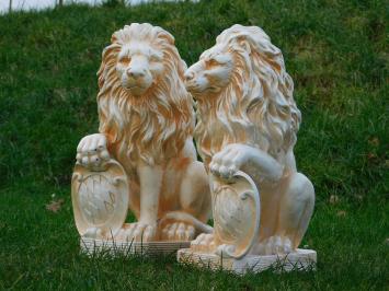 Set Lions with Shield - 52 cm - Polystone