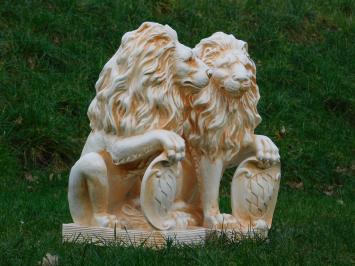 Set Lions with Shield - 52 cm - Polystone