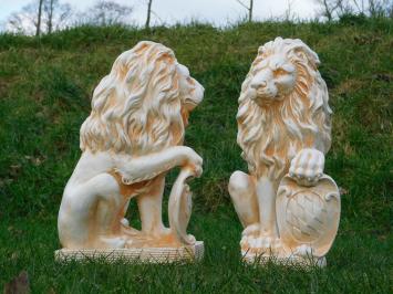 Set Lions with Shield - 52 cm - Polystone