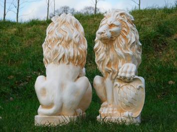 Set Lions with Shield - 52 cm - Polystone