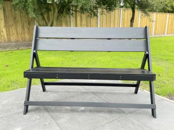 Garden bench black, wooden bench, collapsible