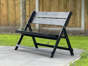 Garden bench black, wooden bench, collapsible