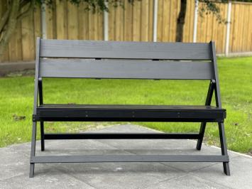 Garden bench black, wooden bench, collapsible