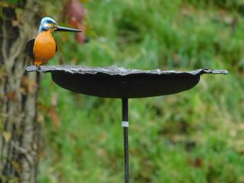 Handgemaakte Voederschaal met IJsvogel - Tuinsteker - Metaal