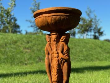 Statue and garden vase ‘Three Women’ with bowl - 85 cm - all stone - oxide